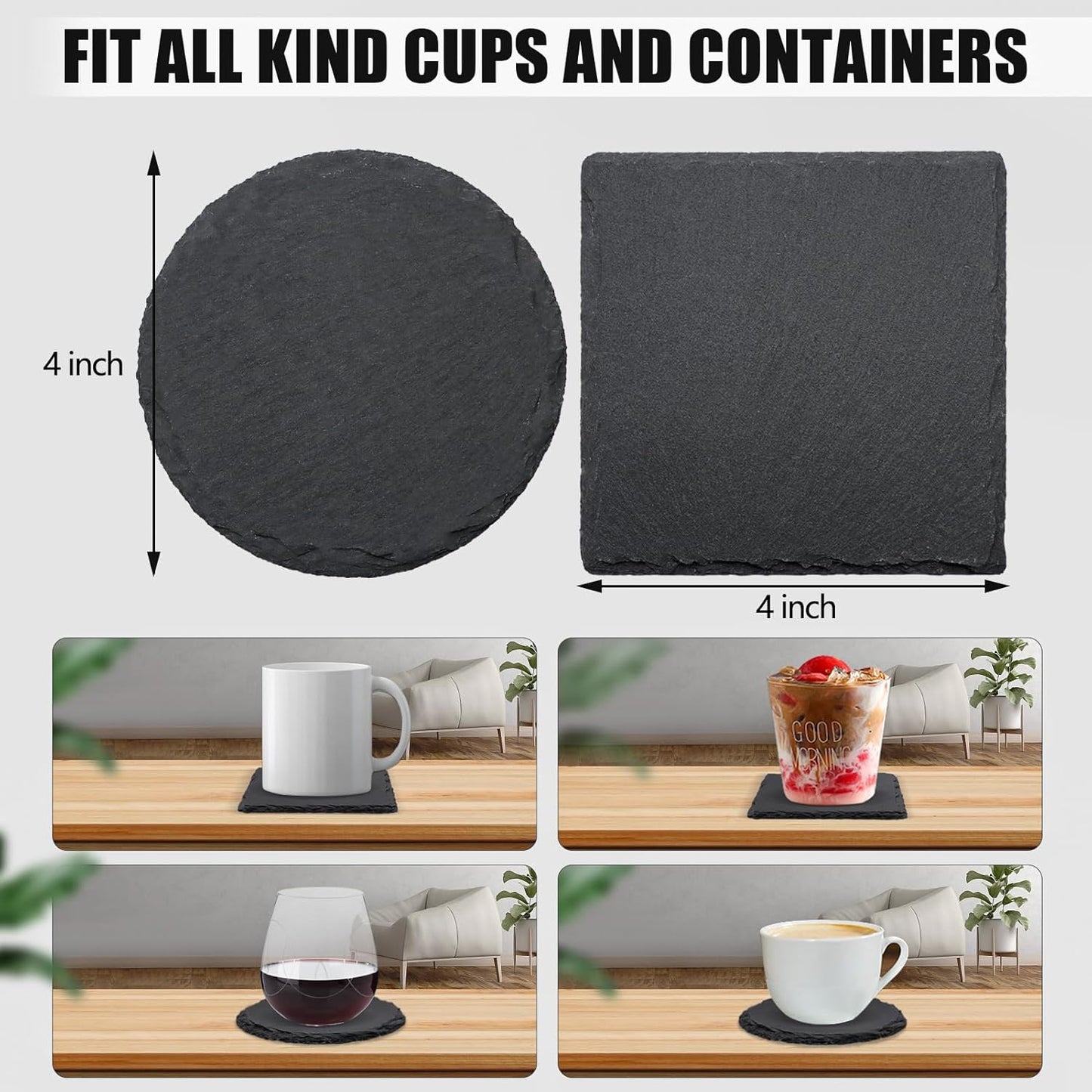 Lucifer Slate Coaster Anti Slip Legs Laser Engraved