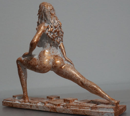 Yoga Woman Statue, White & Bronze Female Yoga Sculpture, Meditation Figurine