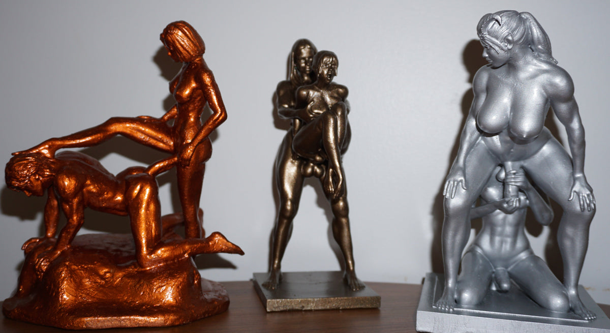 LGBTQ Erotic Sculpture, Transgender Love from Behind Figurine, 4-30 In