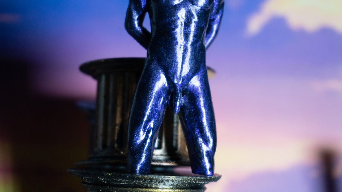 Male Sculpture, Glossy 3D Printed PLA Statue, Heights 2 To 9.5 Inches