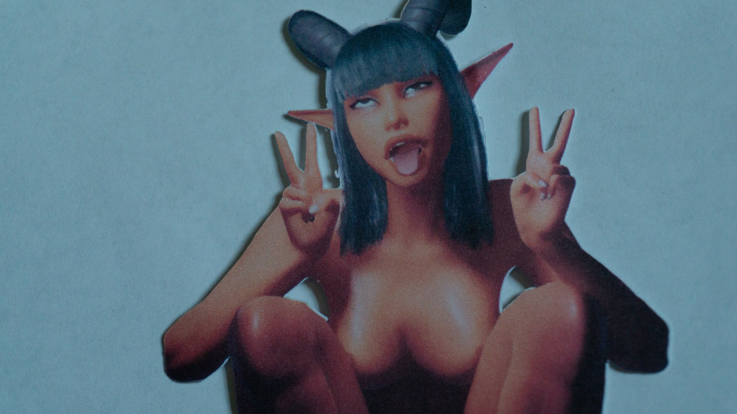 Demon Girl Peace sign Erotic Sticker
