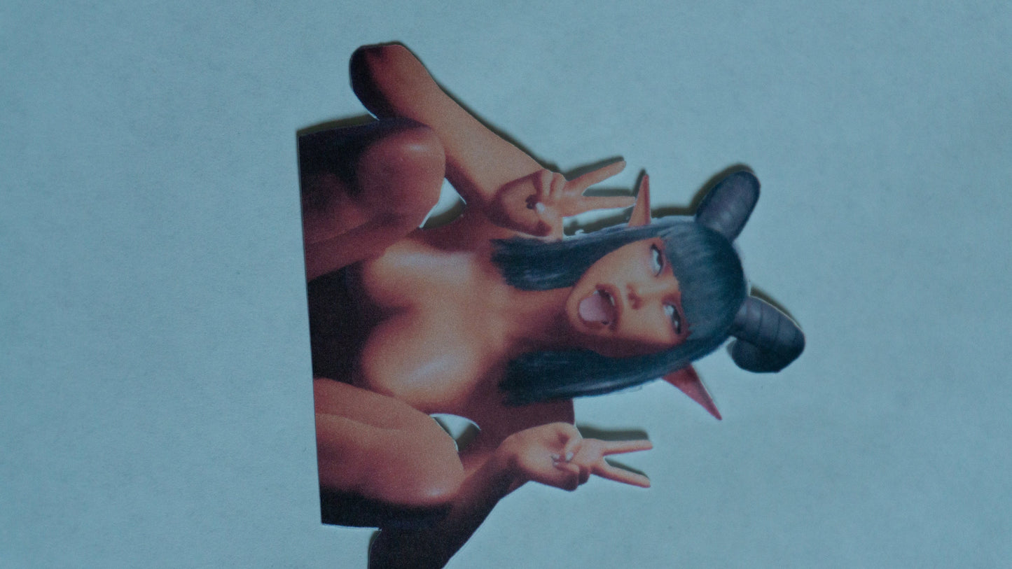 Demon Girl Peace sign Erotic Sticker