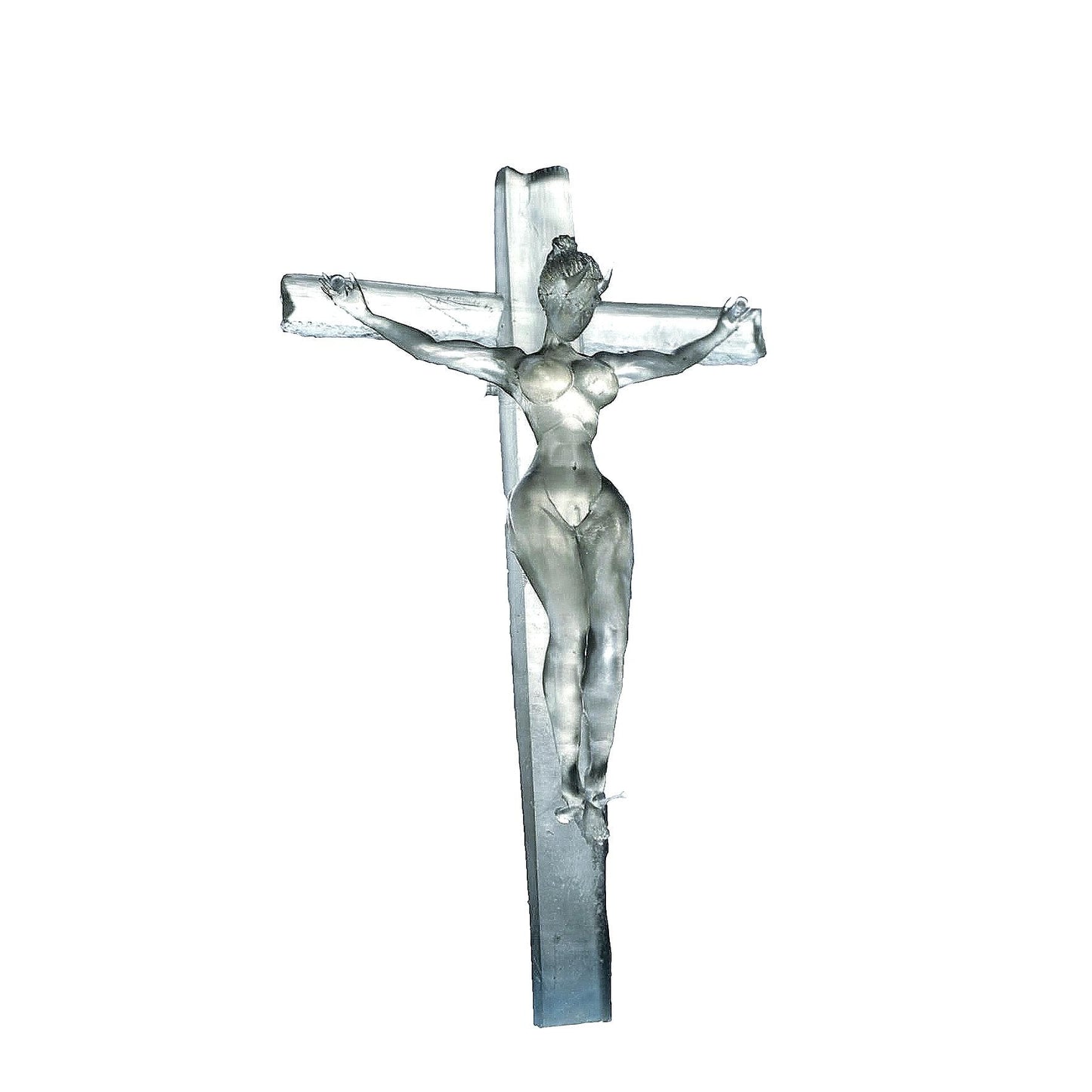 Crystal Clear woman, demon on a cross