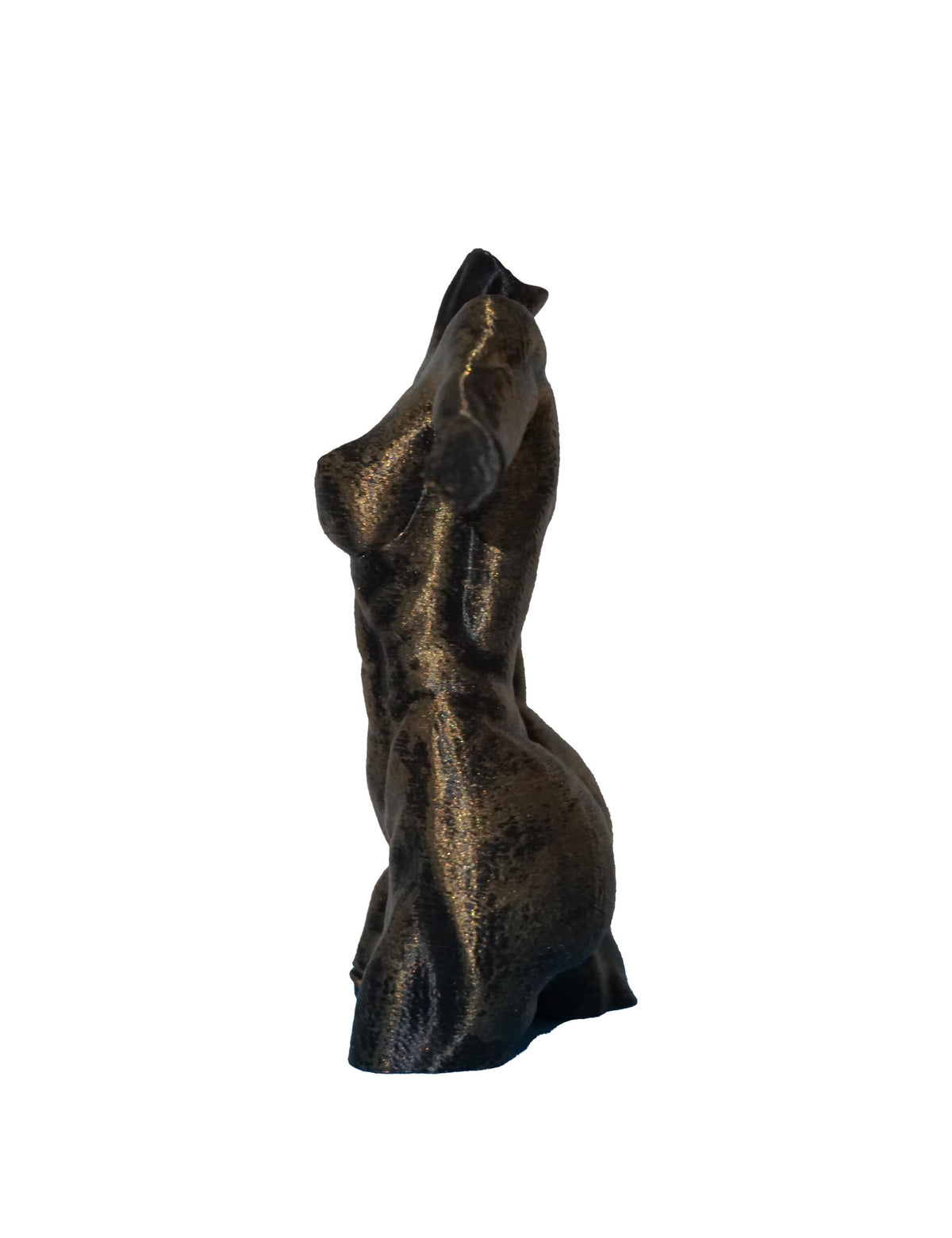Transgender Statue The Stretch, Antique Gold, 3D Printed, Glossy Finish