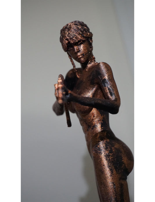 Fighter Sculpture, Bold Female Form With AK-47, 3D Printed Art