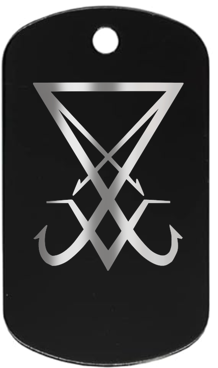 Lucifer Sign Dog Tag, Aluminum, 1.96 Inch, Polished