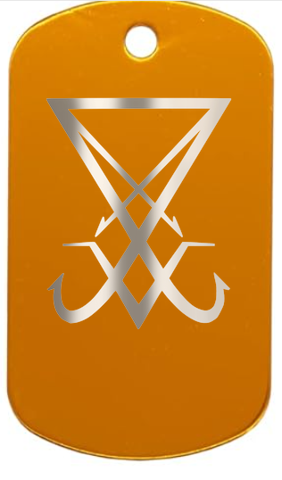 Lucifer Sign Dog Tag, Aluminum, 1.96 Inch, Polished