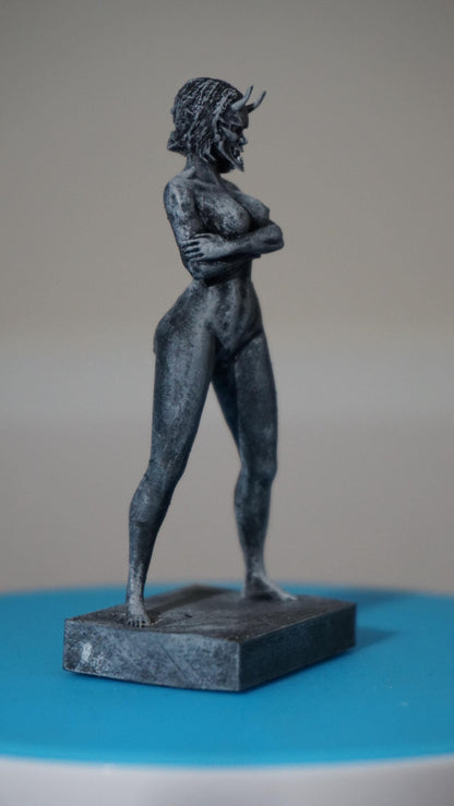 Spirit of Shadows – Nude Woman with Oni Mask Statue