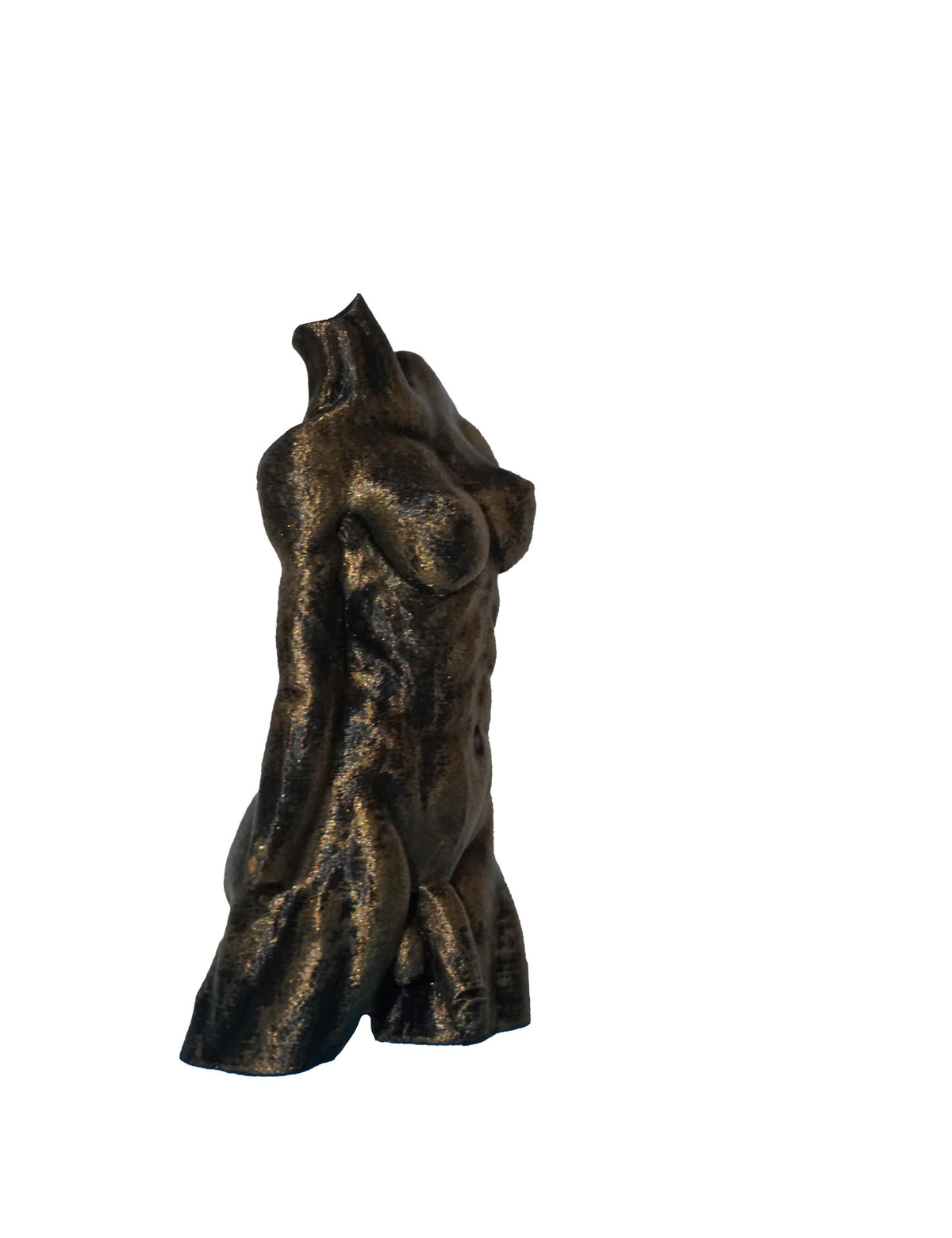 Transgender Statue The Stretch, Antique Gold, 3D Printed, Glossy Finish