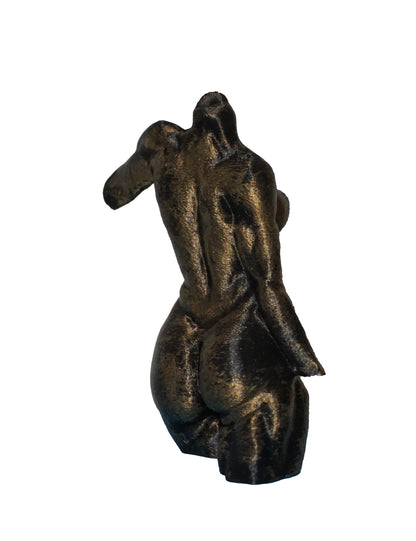 Transgender Statue The Stretch, Antique Gold, 3D Printed, Glossy Finish