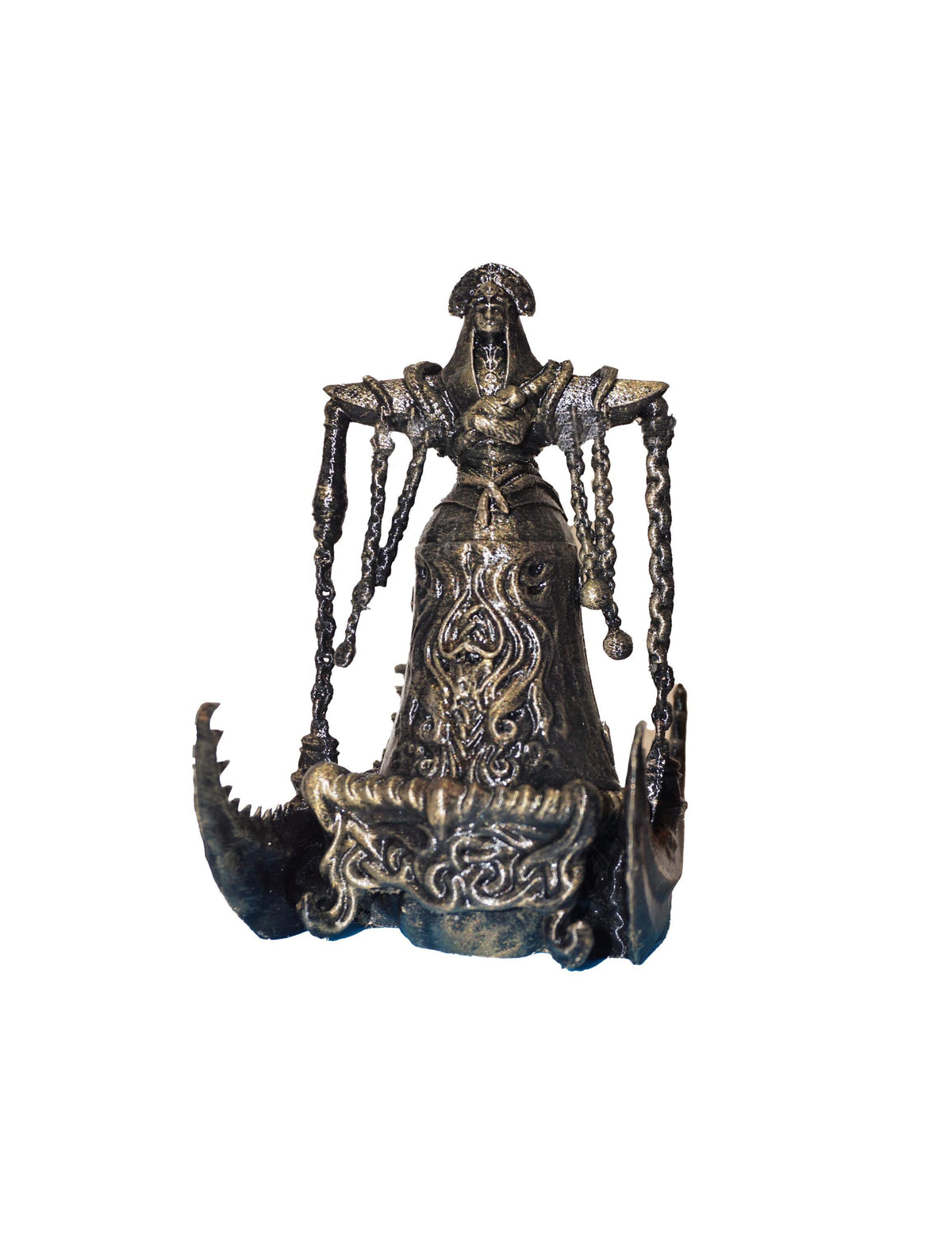 Dark Fantasy Figurine, Handmade Monster Statue – Antique Gold, 3D Printed