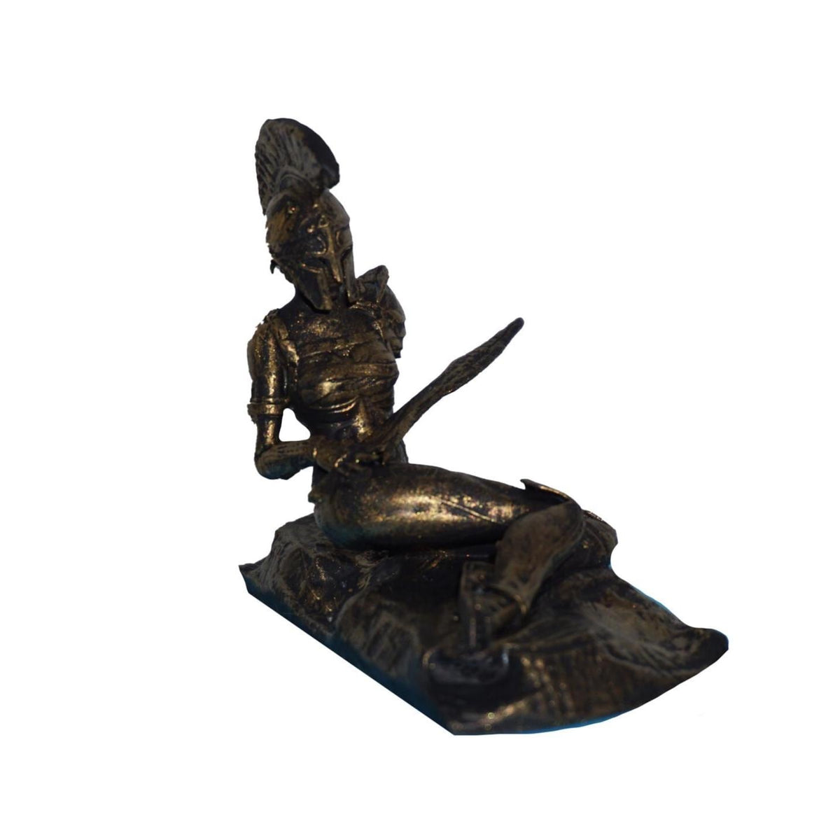 Spartan Warrior Statue, Antique Gold & White Hand-Painted Figurine