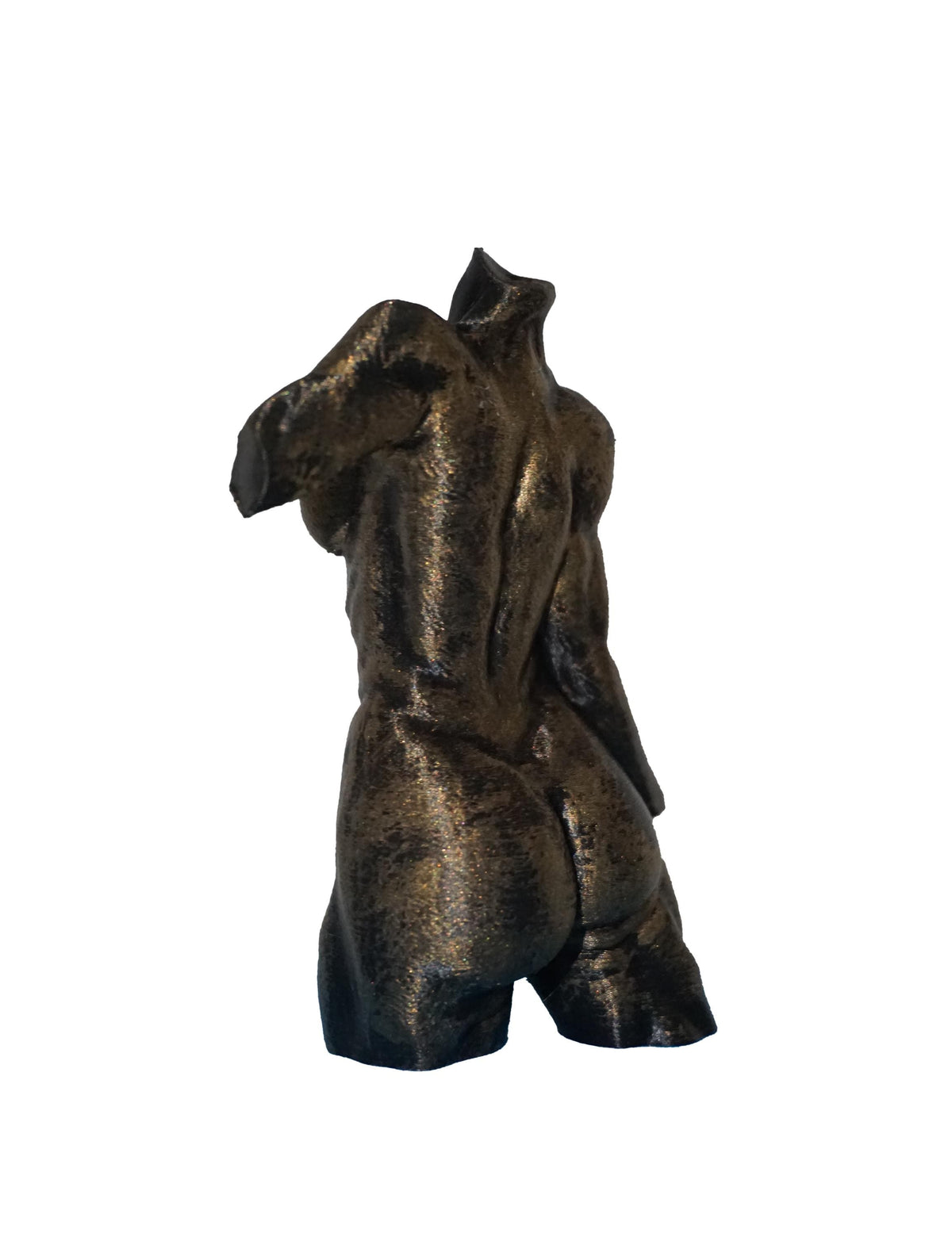 Transgender Statue The Stretch, Antique Gold, 3D Printed, Glossy Finish