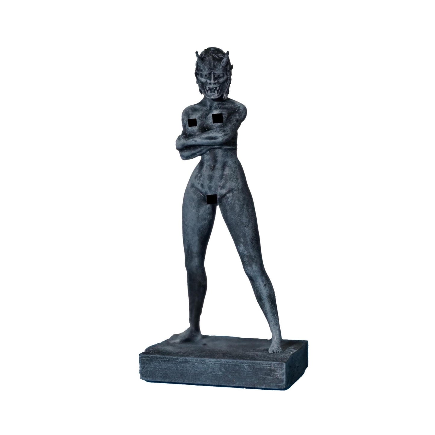 Spirit of Shadows – Nude Woman with Oni Mask Statue