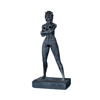 Spirit of Shadows – Nude Woman with Oni Mask Statue