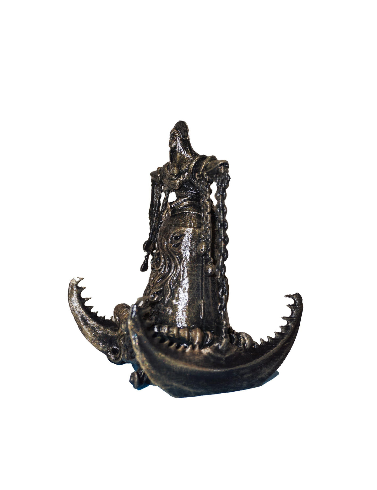 Dark Fantasy Figurine, Handmade Monster Statue – Antique Gold, 3D Printed