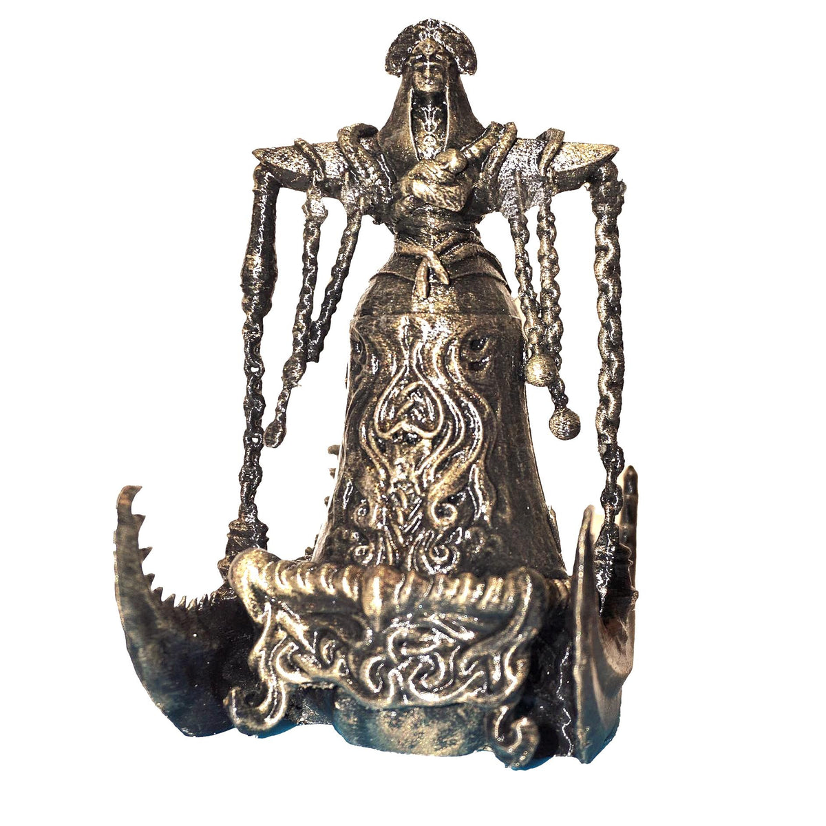 Dark Fantasy Figurine, Handmade Monster Statue – Antique Gold, 3D Printed