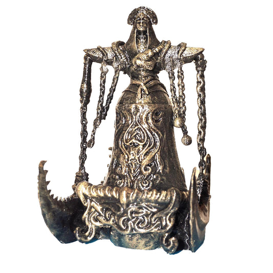 Dark Fantasy Figurine, Handmade Monster Statue – Antique Gold, 3D Printed