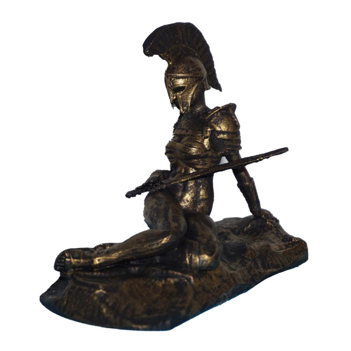 Spartan Warrior Statue, Antique Gold & White Hand-Painted Figurine