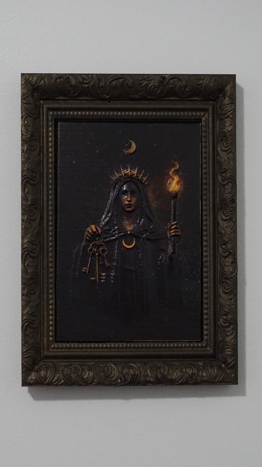 Hecate Relief Wall Art | Greek Goddess Hekate Framed Artwork | Goddess of Witchcraft Decor | Dark Academia Wall Art | Custom Frame Color