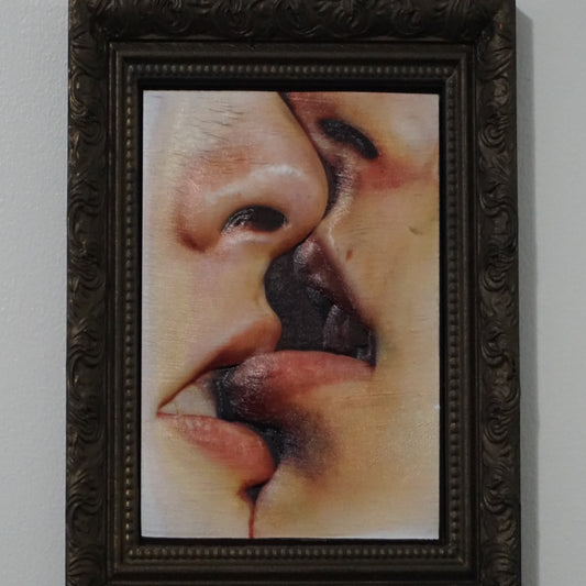 Two Women Kissing Relief Wall Art | Romantic Female Couple Artwork | Sapphic Love Framed Art | Classical Lovers Relief | Custom Frame Color