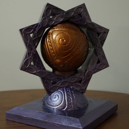 Fantasy Shrine Sculpture, Purple & Bronze Orb Altar, 4-40 Inches