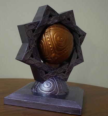 Fantasy Shrine Sculpture, Purple & Bronze Orb Altar, 4-40 Inches
