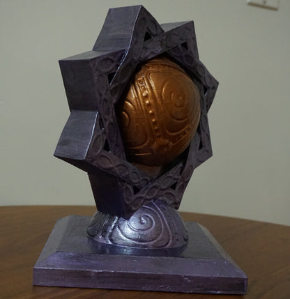 Fantasy Shrine Sculpture, Purple & Bronze Orb Altar, 4-40 Inches