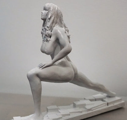 Yoga Woman Statue, White Meditation Sculpture, Feminine Wellness Decor
