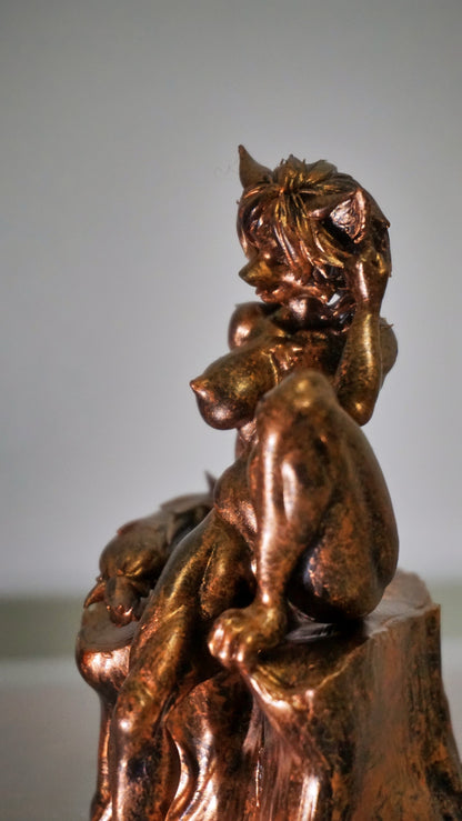 Furry Female Cat Sculpture, Nude Anthro Figurine, Multiple Colors & Sizes
