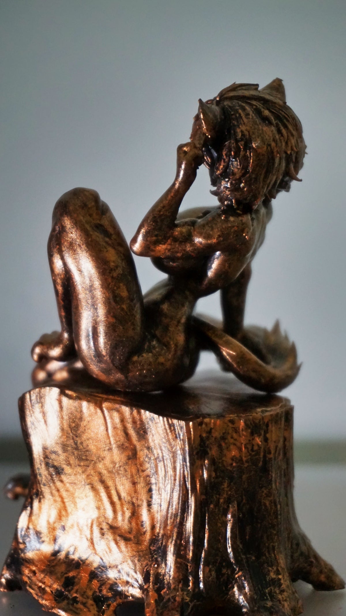Furry Female Cat Sculpture, Nude Anthro Figurine, Multiple Colors & Sizes