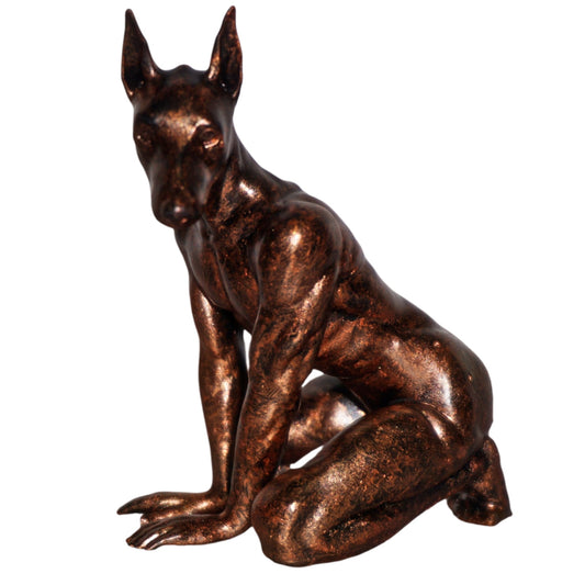Anthropomorphic Dog Statue, Nude Canine Man Sculpture, Multiple Sizes & Colors