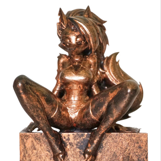 Female Werewolf Sculpture, Luna Wolf Girl Statue, Multiple Sizes, Antique Bronze