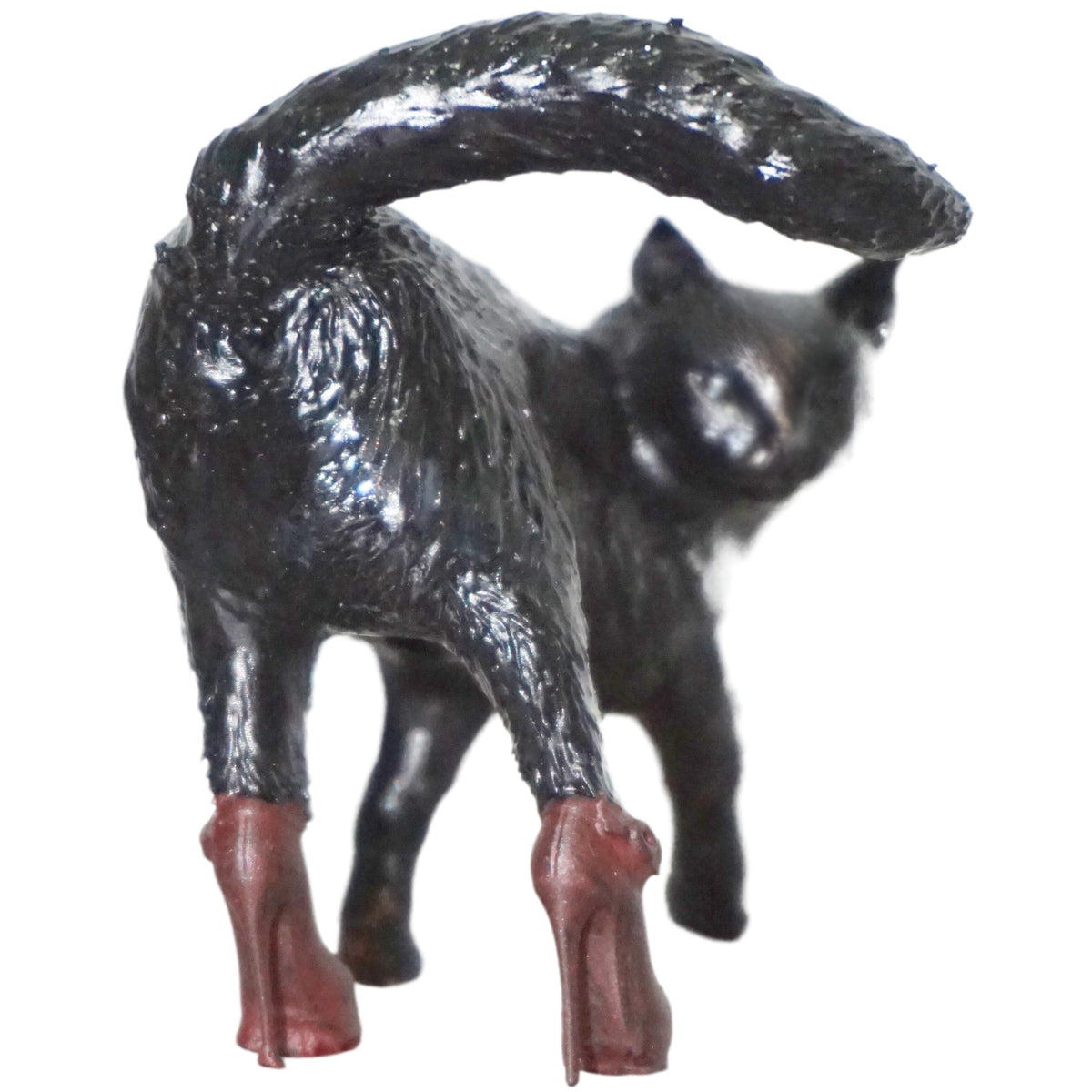 Funny Cat Statue, Sassy Black with Red High Heels, Unique Gift
