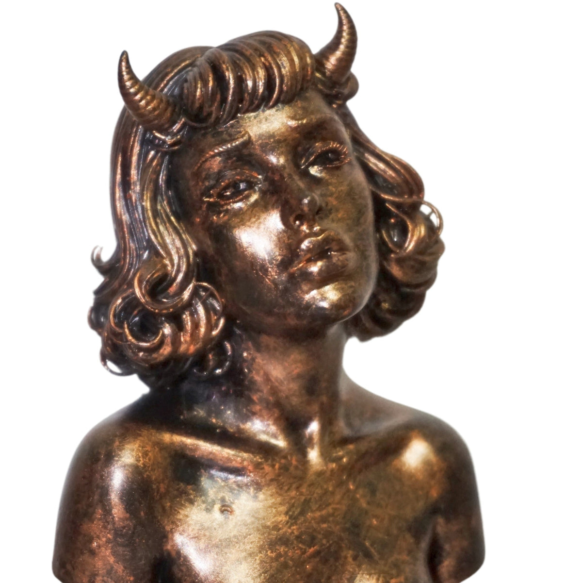 Demon Woman Bust, Horned Female Sculpture in Multiple Colors & Sizes