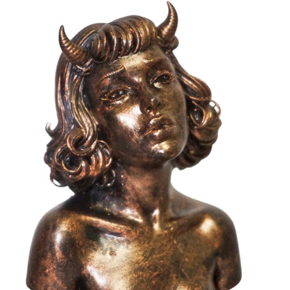 Demon Woman Bust, Horned Female Sculpture in Multiple Colors & Sizes