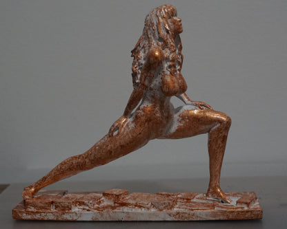 Yoga Woman Statue, White & Bronze Female Yoga Sculpture, Meditation Figurine