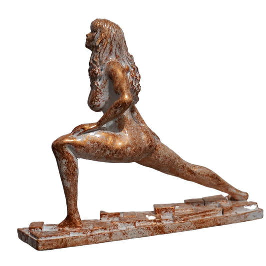 Yoga Woman Statue, White & Bronze Female Yoga Sculpture, Meditation Figurine