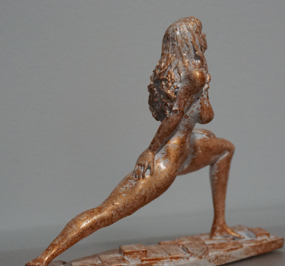 Yoga Woman Statue, White & Bronze Female Yoga Sculpture, Meditation Figurine