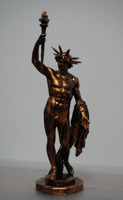 Helios Statue, Antique Bronze Greek Sun God Sculpture, Classical Decor