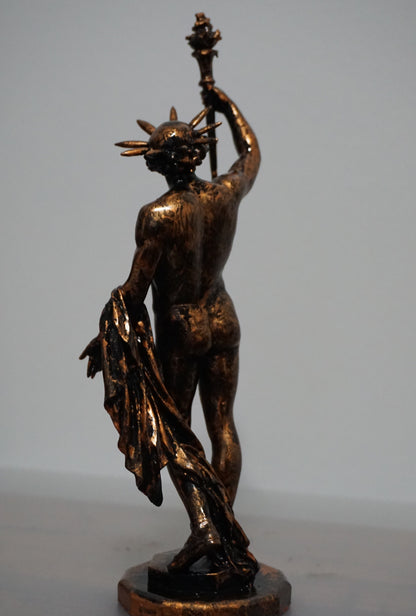 Helios Statue, Antique Bronze Greek Sun God Sculpture, Classical Decor