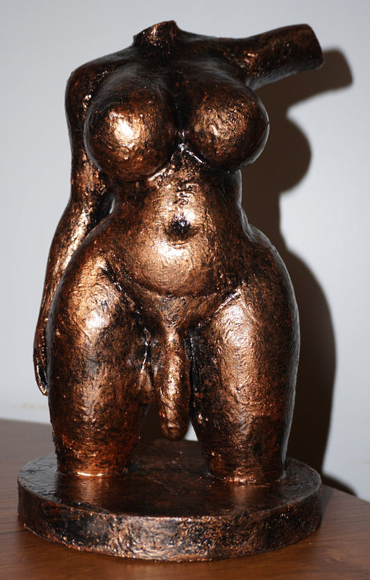 Transgender Woman Statue, Antique Bronze Feminine Trans Pride Sculpture
