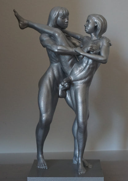 Transgender Erotic Sculpture, "Side Love" Art Figurine, Multiple Finishes