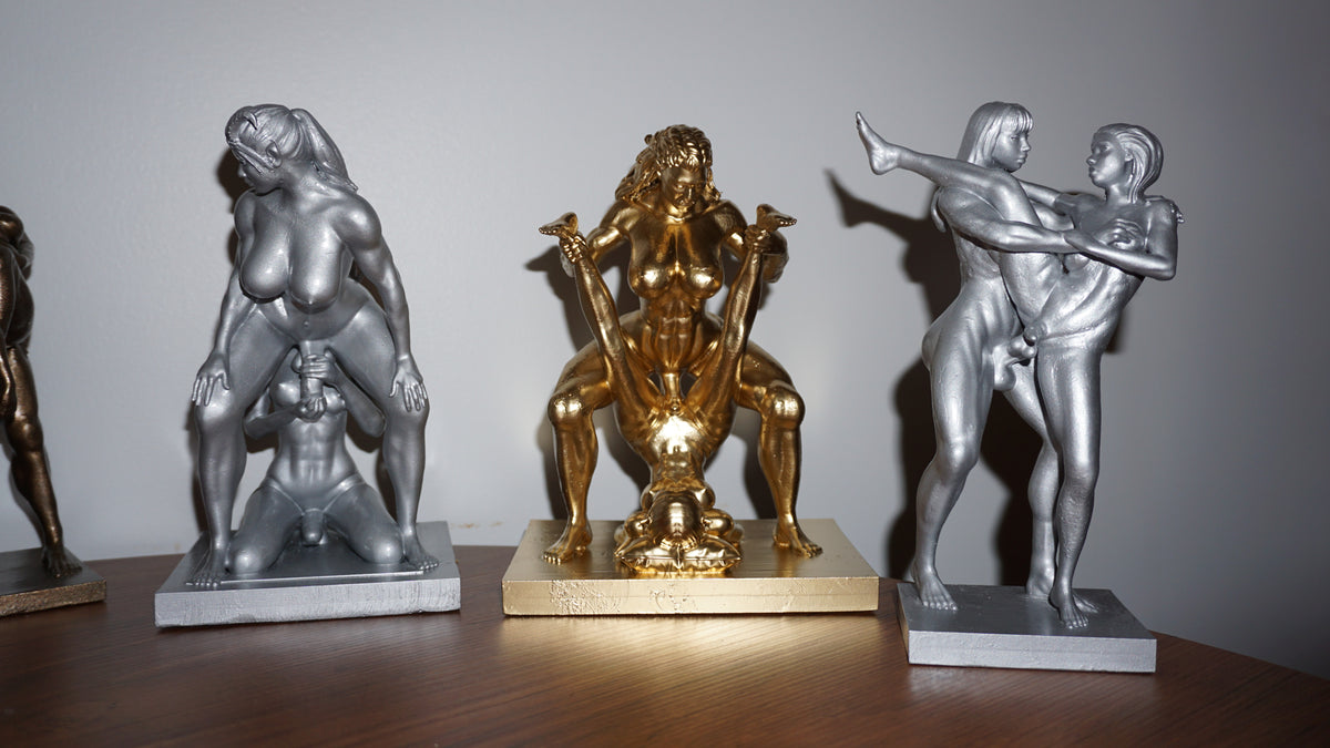 Erotic Fantasy Sculpture: Transgender Orc And Mistress Art Figurine