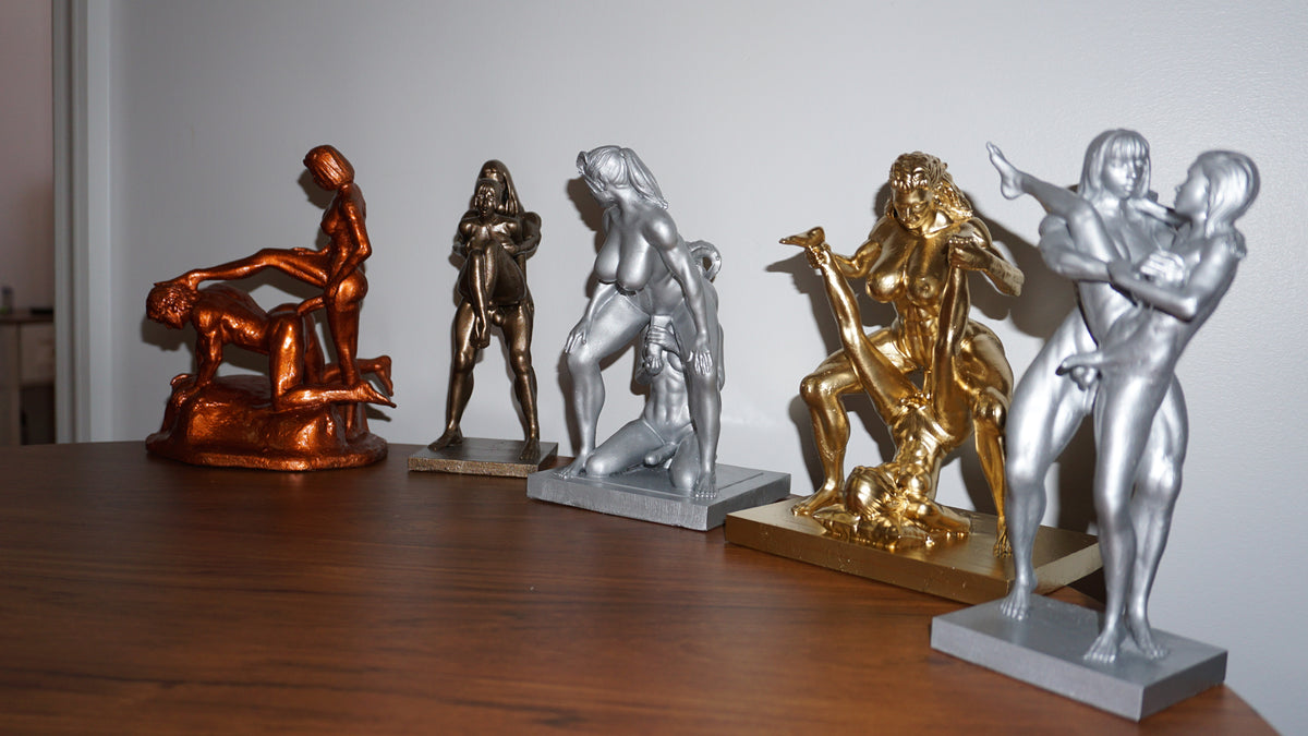 Transgender Erotic Sculpture, "Side Love" Art Figurine, Multiple Finishes