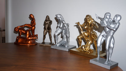 Transgender Erotic Sculpture, "Side Love" Art Figurine, Multiple Finishes