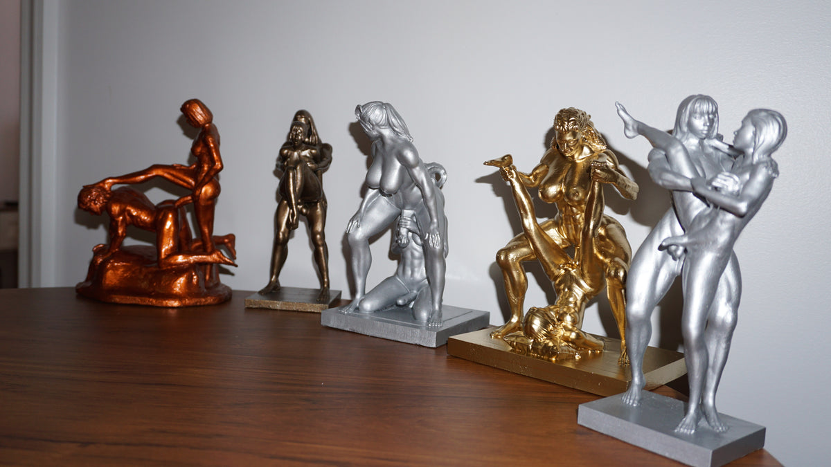 Erotic Fantasy Sculpture: Transgender Orc And Mistress Art Figurine