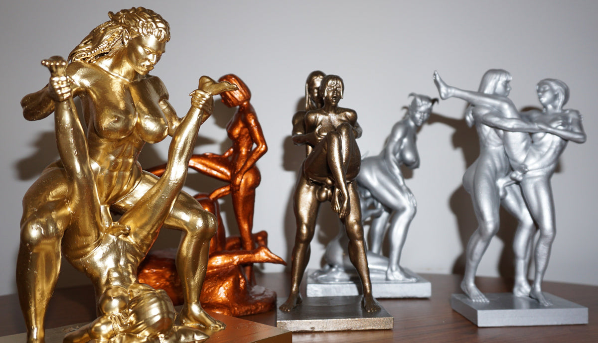 LGBTQ Erotic Sculpture, Transgender Love from Behind Figurine, 4-30 In