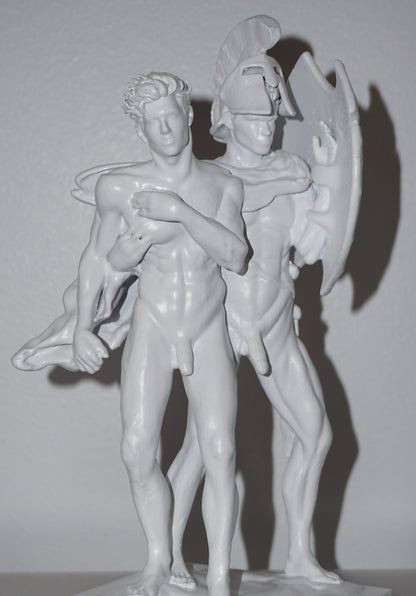 Achilles Patroclus Statue, White Matte Greek Mythology Sculpture, Classical Decor