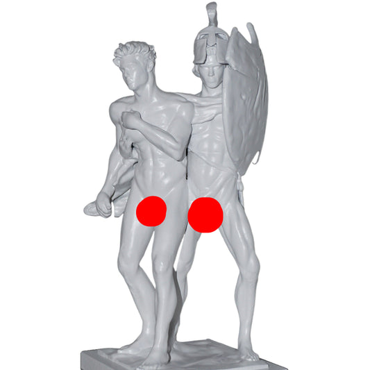 Achilles Patroclus Statue, White Matte Greek Mythology Sculpture, Classical Decor